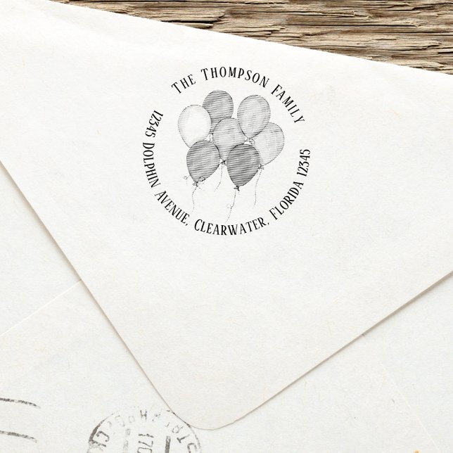 Rücksendeadresse für kundenspezifische Feiern Permastempel (Birthday Balloons custom return address stamp.)