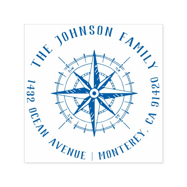 Rücksendeadresse für moderne Nautic Compass-Famili Permastempel (Design)