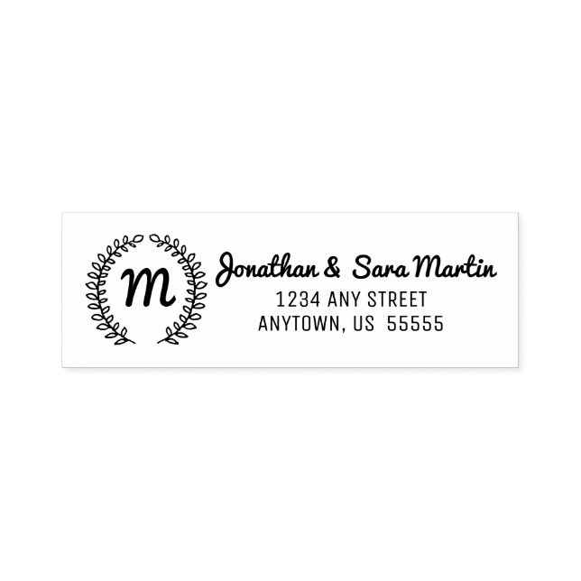 Rücksendeadresse für Monogramm und Handgezogene Bl Permastempel (Design)