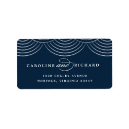 Rücksendeadresse für Navy Art Deco String Lights Adressaufkleber