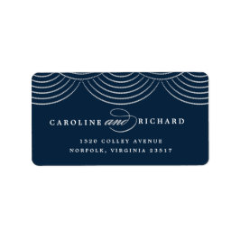Rücksendeadresse für Navy Art Deco String Lights Adressaufkleber