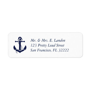 Rücksendeadresse für Navy Blue Anchor