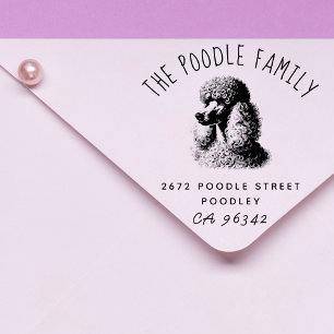 Rücksendeadresse für niedliche Poodle-Familie Gummistempel
