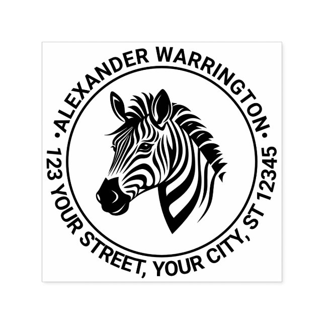 Rücksendeadresse für niedliche Zebra Permastempel (Design)