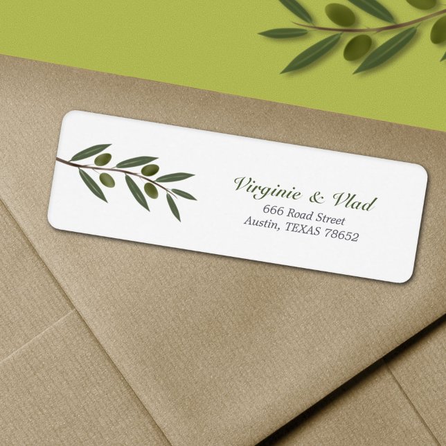 Rücksendeadresse für Olive-Wasserfarben (Watercolor Olive Branch Return Address Label)