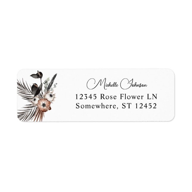 Rücksendeadresse für Schwarz und Natürliche Blumen (Vorne)