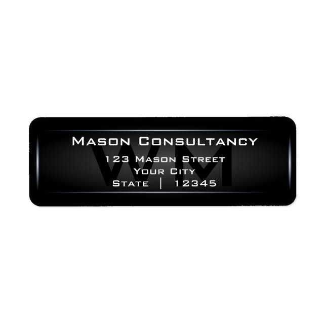 Rücksendeadresse für Schwarzes Monogramm (Vorne)