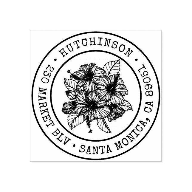 Rücksendeadresse für tropische Hibisken Gummistempel (Prägung)