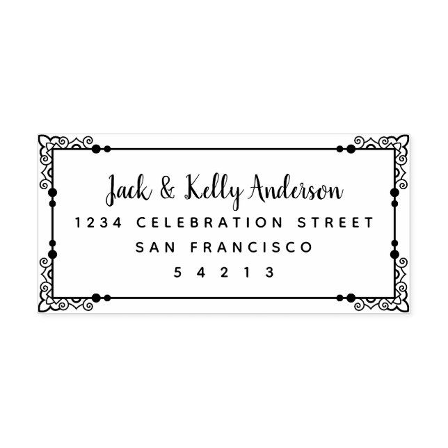 Rücksendeadresse für verzierte RahmenWedding Permastempel (Design)
