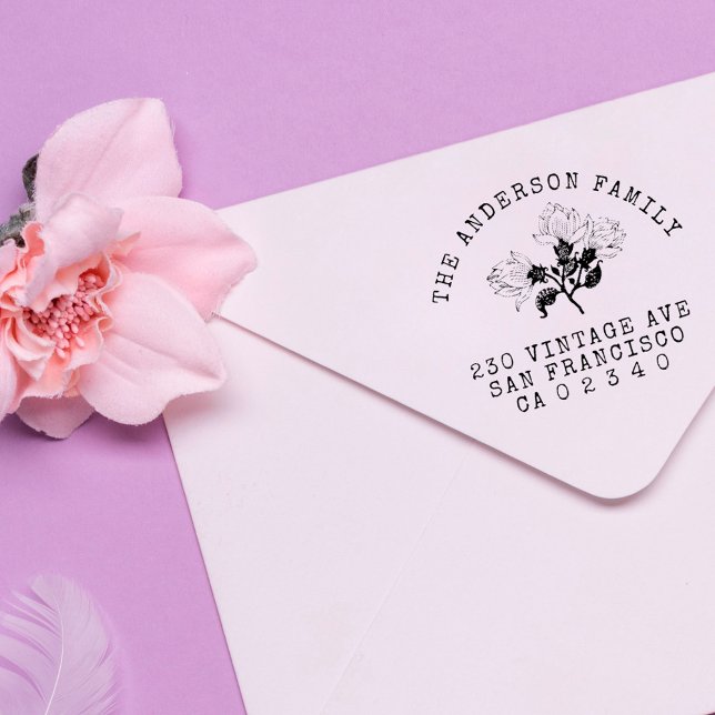 Rücksendeadresse für Vintage Blume mit benutzerdef Permastempel (Von Creator hochgeladen)
