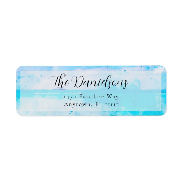 Rücksendeadresse für Watercolor Blue Beach (Vorne)