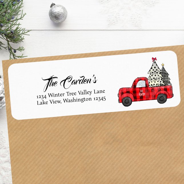 Rücksendeadresse für Weihnachtswagen (Christmas Truck Return Address Label)