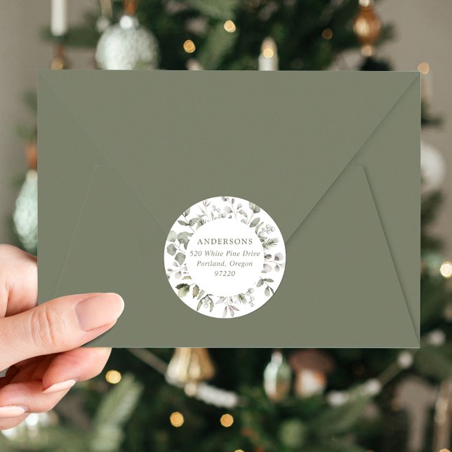 Rücksendeadresse für Winterfolien und Snowberries Runder Aufkleber (Von Creator hochgeladen)