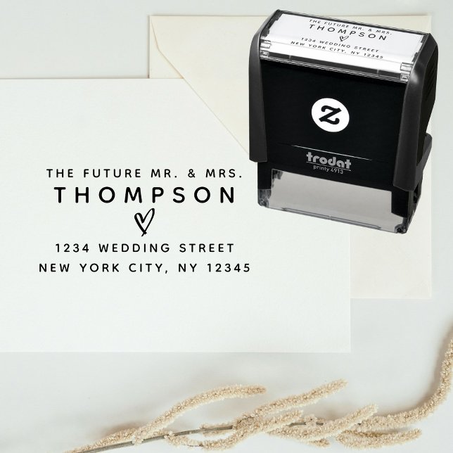 Rücksendeadresse Future Frau Wedding Modern Permastempel (Return Address Future Mr. Mrs. Wedding Modern Self-inking Stamp)
