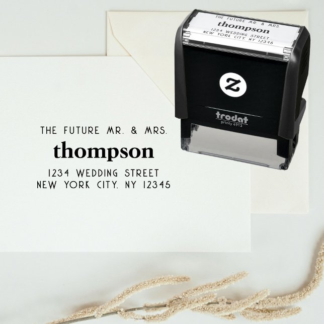 Rücksendeadresse Future Frau Wedding Retro Permastempel (Return Address Future Mr. Mrs. Wedding Retro Self-inking Stamp)