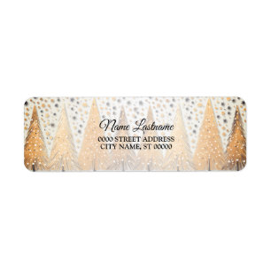 Rücksendeadresse Golden Christmas Bäume Schneefloc