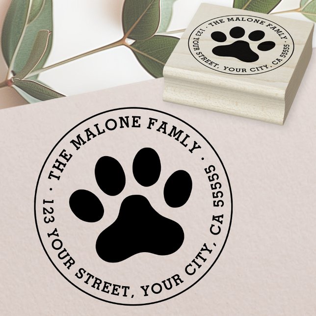Rücksendeadresse Gummi Briefmarke Pet Pate Gummistempel (Pet paw print return address rubber stamp)