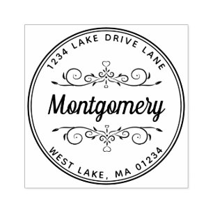 Rücksendeadresse Herz Moderner Name der Skriptfami Gummistempel