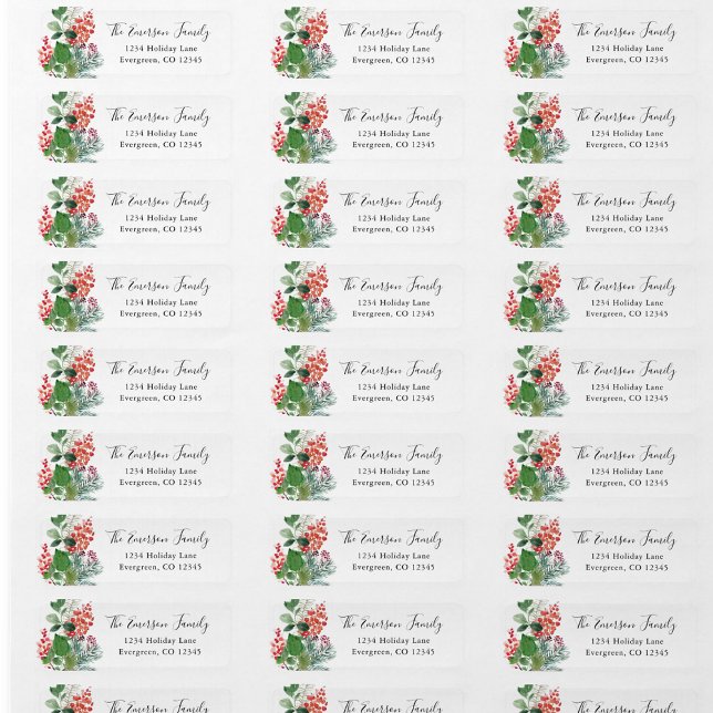 Rücksendeadresse Holiday Greenery (Christmas Holiday Greenery Personalized Return Address Label by Painted Paperie
)