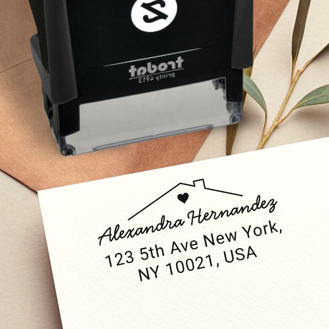 Rücksendeadresse House Heart Modernes Minimalistis Permastempel (Return Address House Heart Modern Minimalist self-inking stamp)