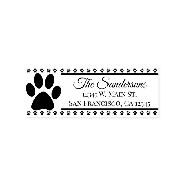 Rücksendeadresse Hund Katzen Pawprint Familienname Gummistempel (Prägung)