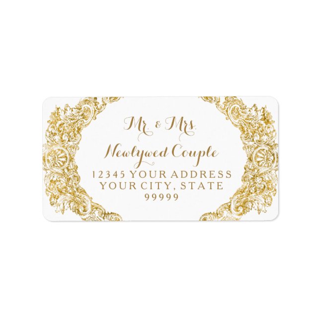 Rücksendeadresse Imitate Gold Glitzer Gravur Adressaufkleber (Vorne)