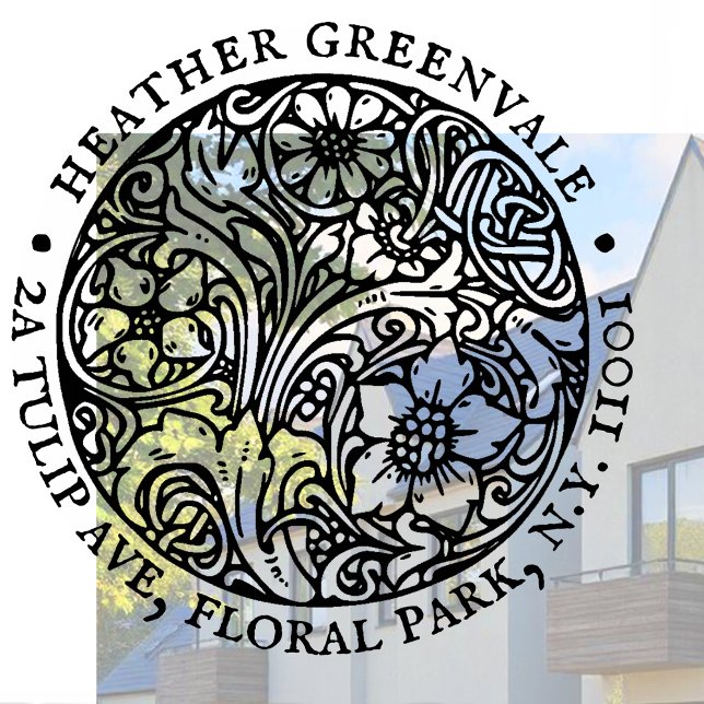 Rücksendeadresse Jugendstil-Design Briefmarke Gummistempel (Von Creator hochgeladen)