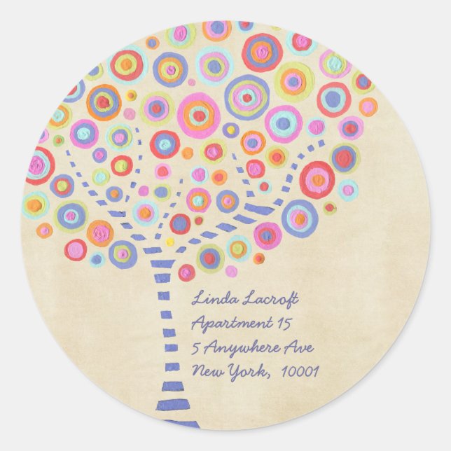 Rücksendeadresse Kandy Retro Tree Label Aufkleber (Vorderseite)