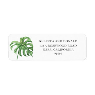 Rücksendeadresse: Label "Watercolor Monstera"
