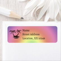 Rücksendeadresse Lable - Silhouetten von Palmen