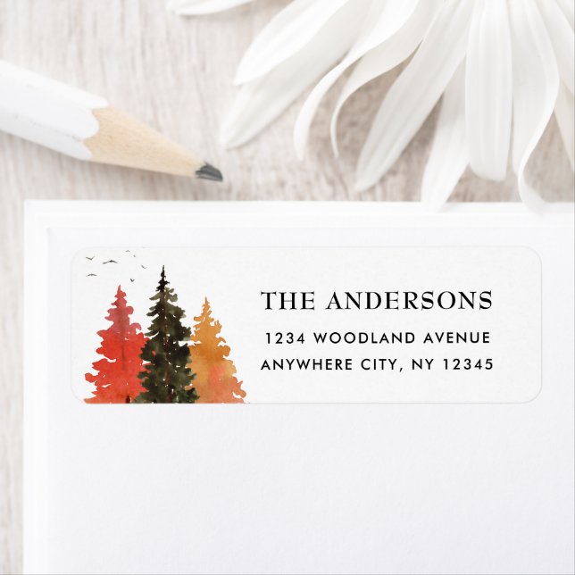 Rücksendeadresse Labrador Herbstwald Wasserfarben  (Insitu)