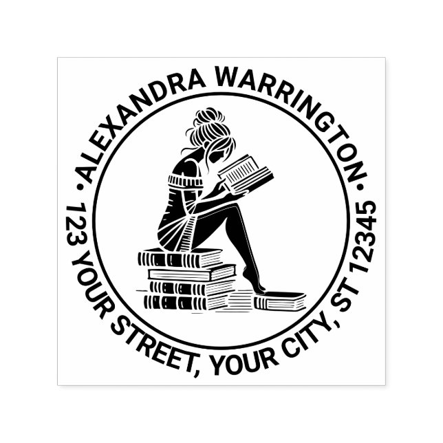 Rücksendeadresse mit dem Namen von Büchern Permastempel (Design)