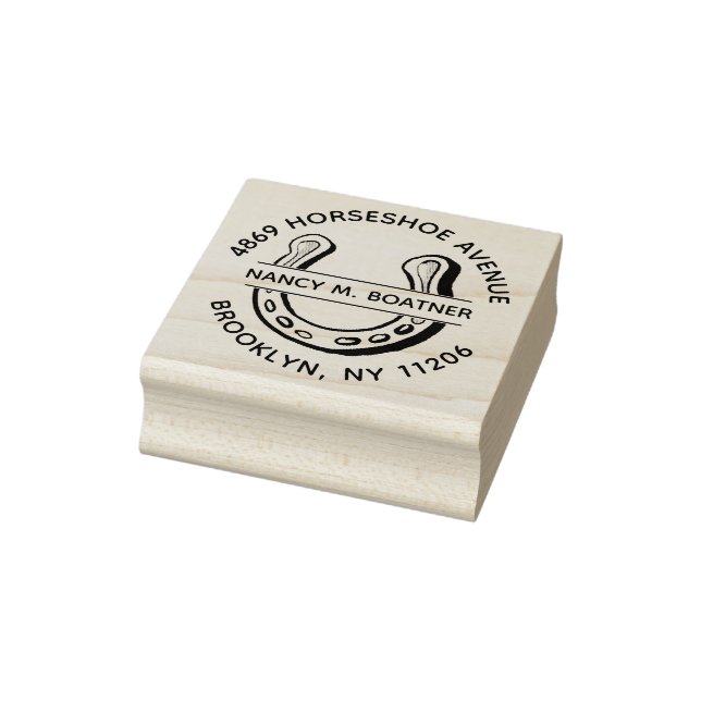Rücksendeadresse mit Lucky Horseshoe Etching Round Gummistempel (Stempel)
