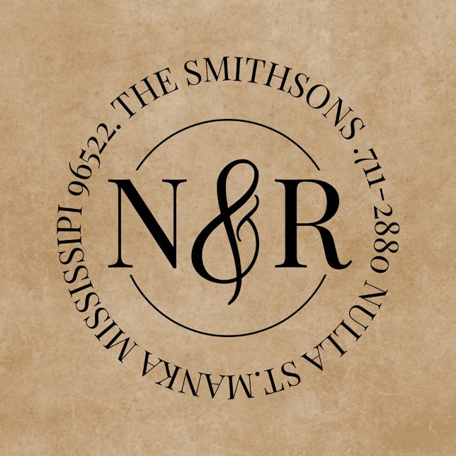 Rücksendeadresse mit Monogramm Familienname Gummistempel (Von Creator hochgeladen)