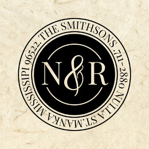 Rücksendeadresse mit Monogramm Familienname Permastempel