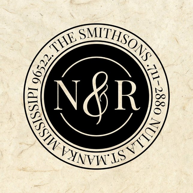 Rücksendeadresse mit Monogramm Familienname Permastempel (Von Creator hochgeladen)