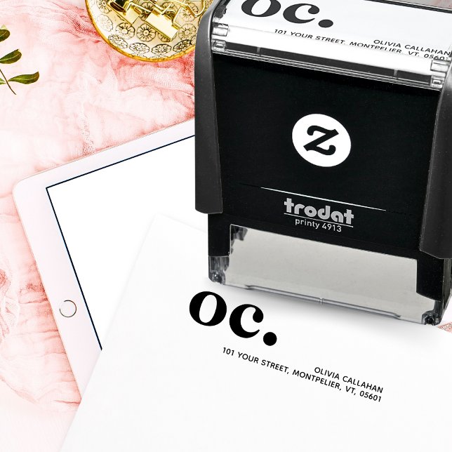 Rücksendeadresse Moderne Minimalistische Monogramm Permastempel (Von Creator hochgeladen)
