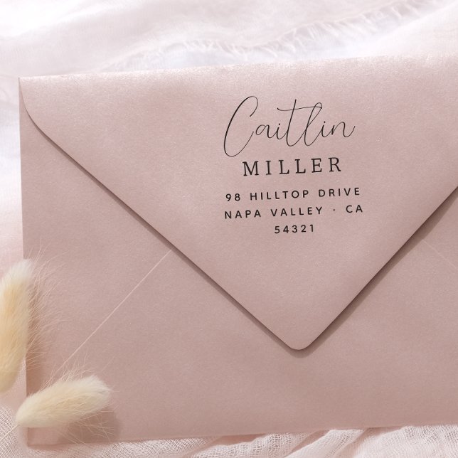 Rücksendeadresse Moderner Minimalistischer Skriptn Permastempel (Rubber Stamp Mock-up)