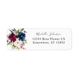 Rücksendeadresse Navy Blue, Burgund & White Floral