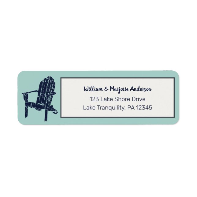 Rücksendeadresse Navy Blue und Aqua Adirondack (Vorne)