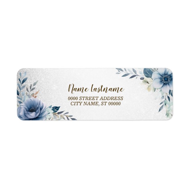 Rücksendeadresse Party Dusty Blue Watercolor Blume (Vorne)
