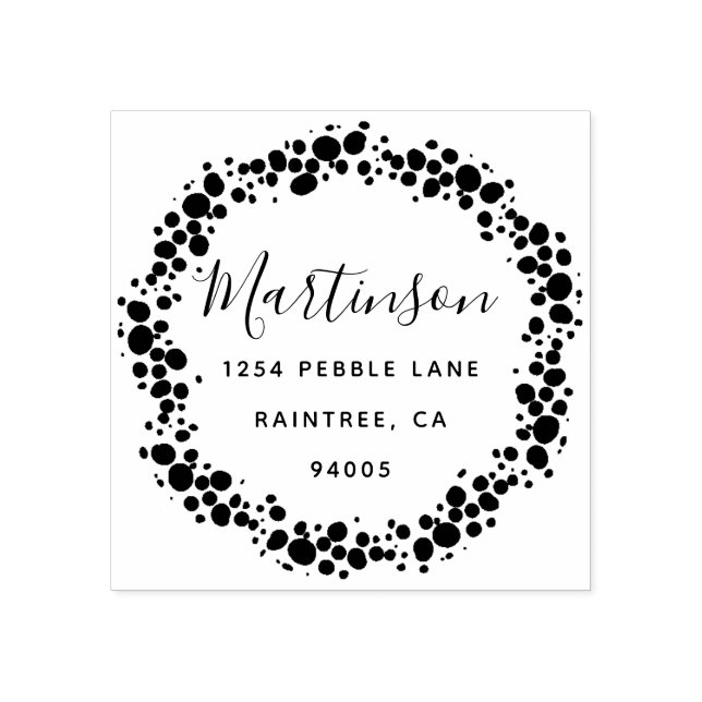 Rücksendeadresse Pebble Wreath Gummistempel (Prägung)