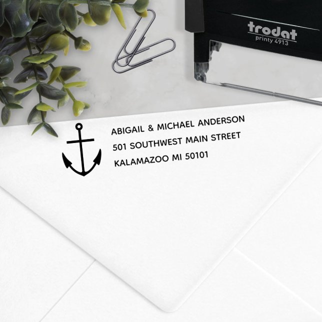 ⚓️ Rücksendeadresse Permastempel (Nautical Anchor ⚓️ Return Address Self-inking Stamp
)