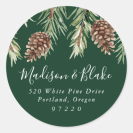 Rücksendeadresse Pinecone Runder Aufkleber