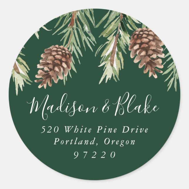 Rücksendeadresse Pinecone Runder Aufkleber (Vorderseite)