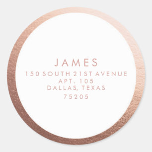 Rücksendeadresse   Rose Gold Border Runder Aufkleber