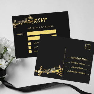 Rücksendeadresse-RSVP-Karte für Schwarzes Gold-Mus Postkarte