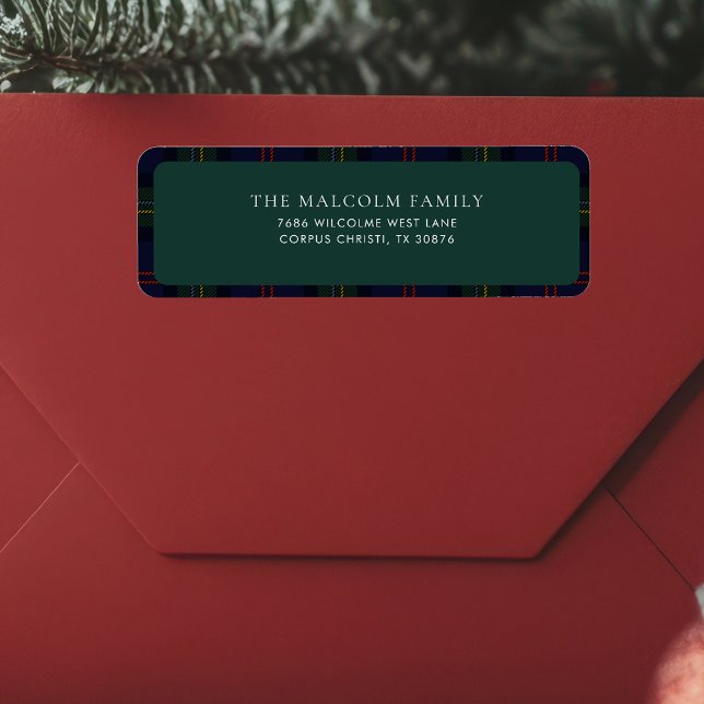 Rücksendeadresse Rustic Classic Tartan (Plaid Malcolm Tartan Return Address Label)