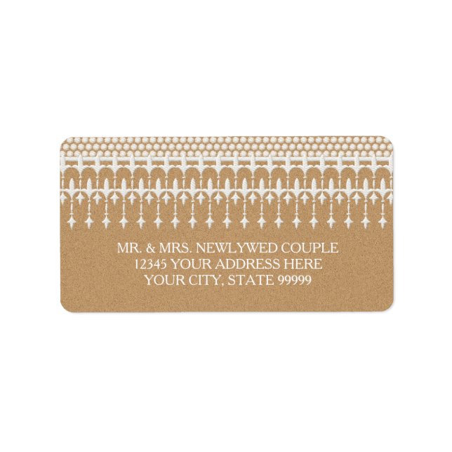 Rücksendeadresse Rustikales Vintages Spitzenpapier Adressaufkleber (Vorne)