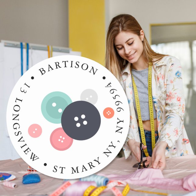 Rücksendeadresse Tasten Nähen Handgefertigte Firma Runder Aufkleber (Von Creator hochgeladen)